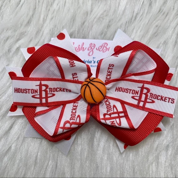 🎀🏀 NBA Houston Rockets Hair Bow 🏀🎀 - Picture 1 of 3